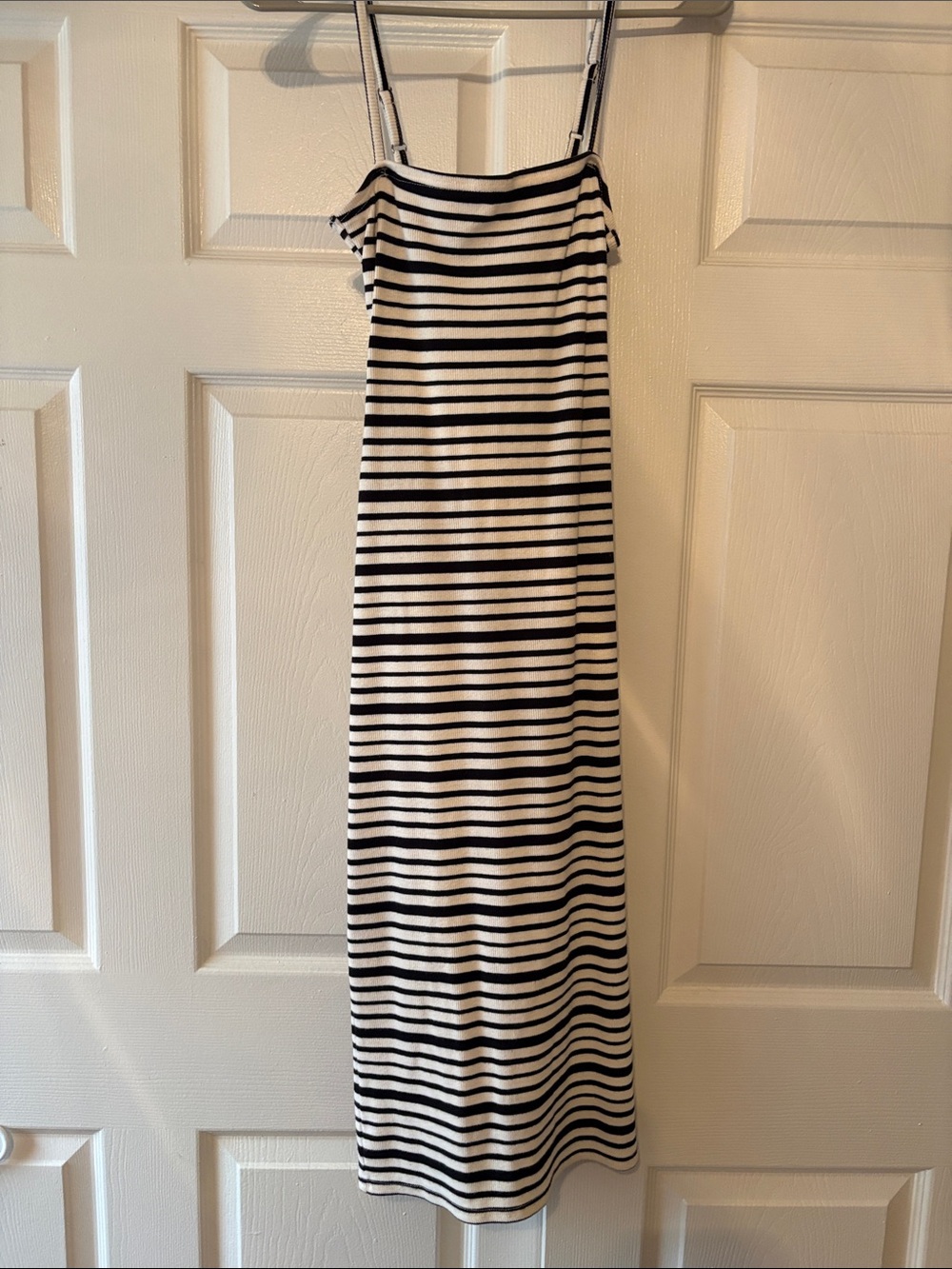 Billabong Black & White Striped Spaghetti‑Strap Maxi Dress